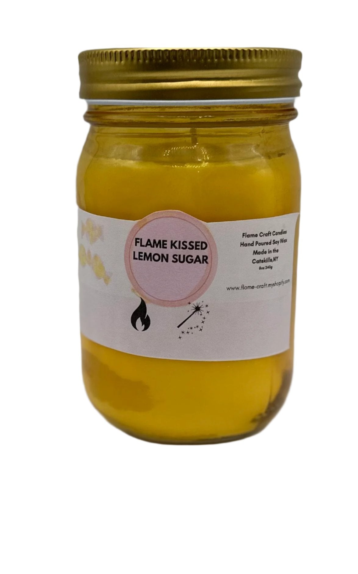 Flame Kissed Lemon Sugar|12oz Mason Jar|Scented Soy Wax