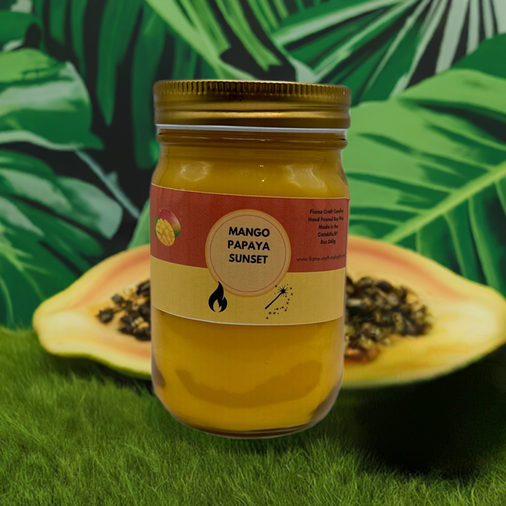 Mango Papaya Sunset | 12Oz Mason Jar | Scented Soy Wax