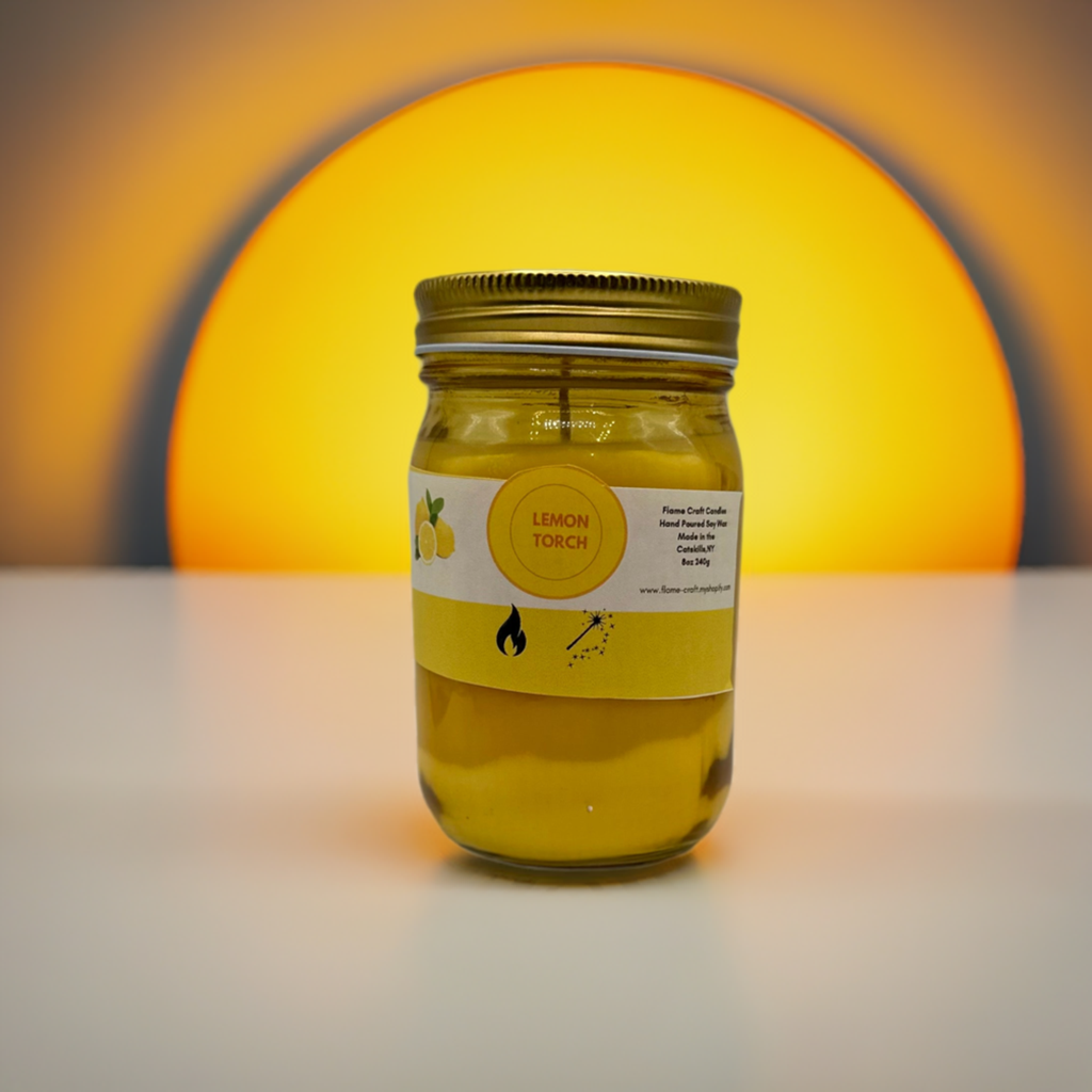 Lemon Torch |12 oz Mason Jar | Scented Soy Wax