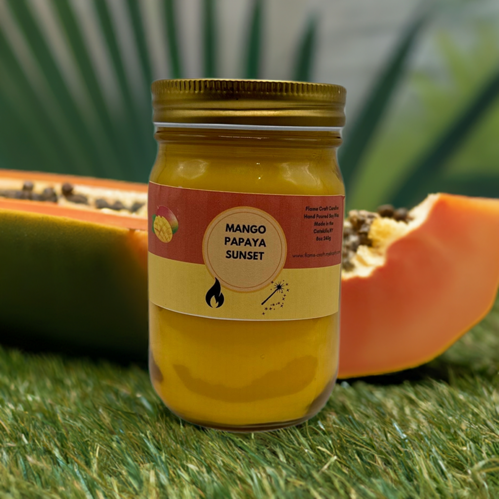 Mango Papaya Sunset | 12Oz Mason Jar | Scented Soy Wax