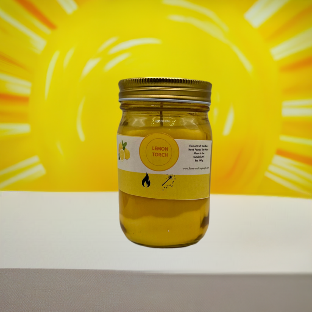 Lemon Torch |12 oz Mason Jar | Scented Soy Wax